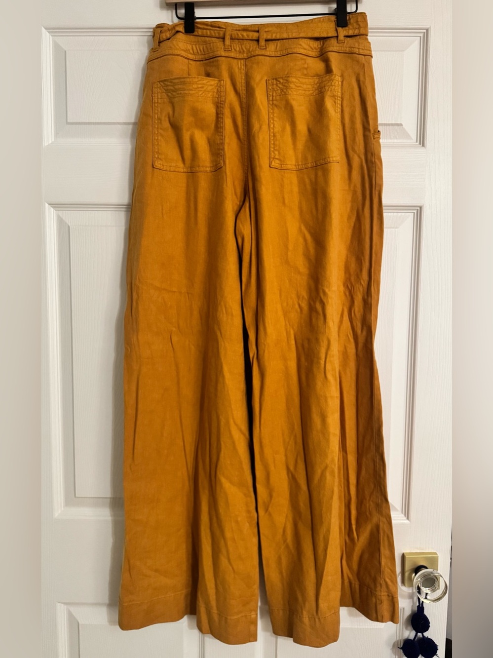 NWT Anthropologie Wide Leg Linen Blend Paperbag Pants Size 8 Ochre - Picture 4 of 9